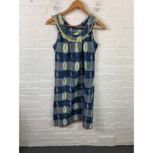 The Territory Ahead Women's Plaid V-Neck Wild West Summer Dress Blue Size M